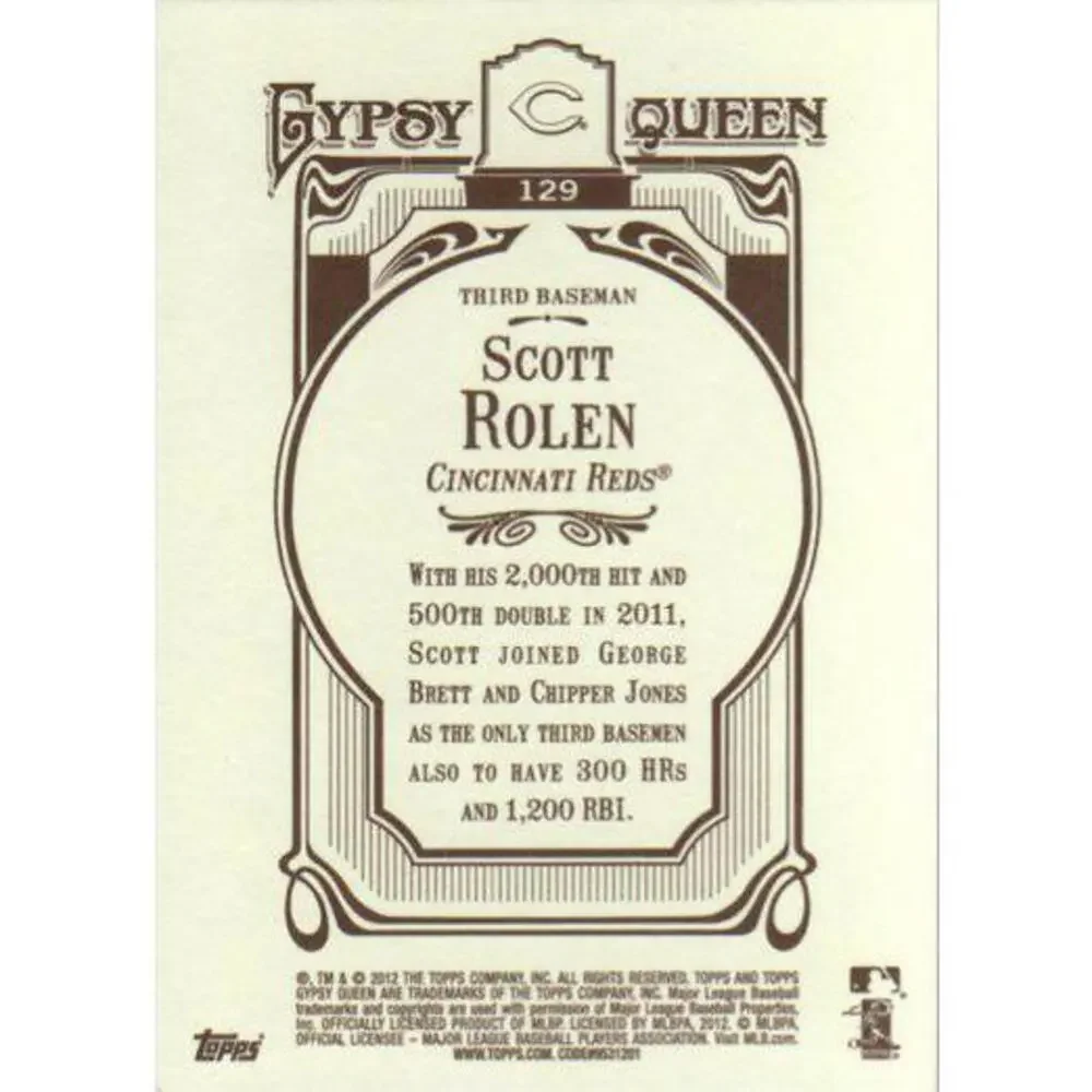2012 Topps Gypsy Queen Scott Rolen # 129 Cincinnati Reds